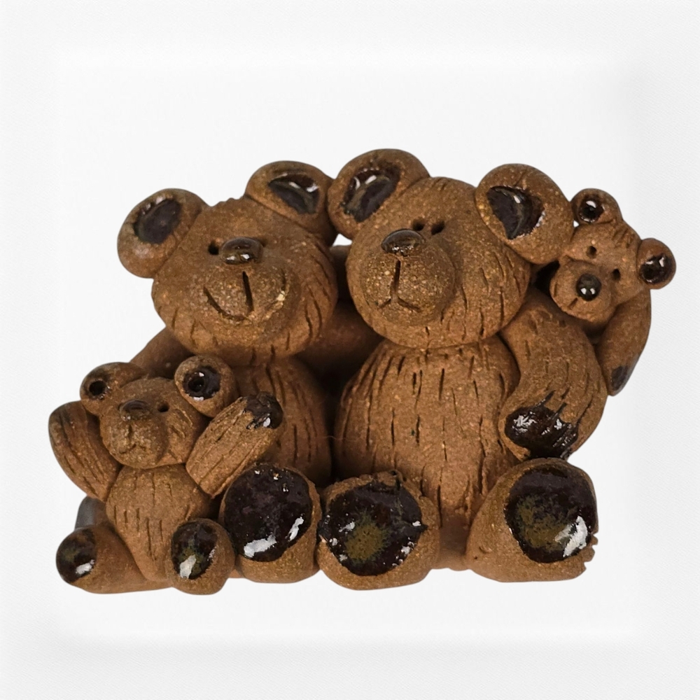 Adorable Brown Bear Figurine Family